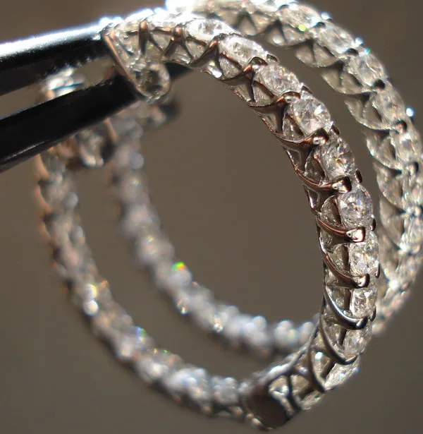 Diamond Hoop Earrings: 2.34ct TW 14kt White Gold - NEW Design, Safety clasp SO3029- E994_1
