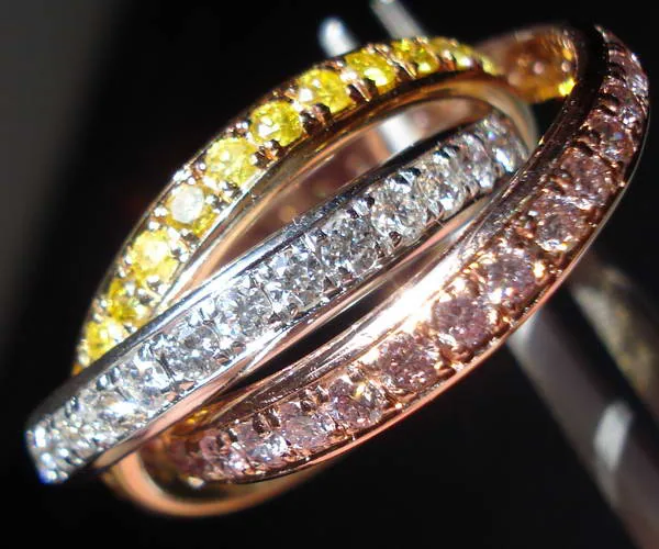 Diamond Wedding Band: Tri Color Rolling Rings 14K Tri Color Gold SO3432