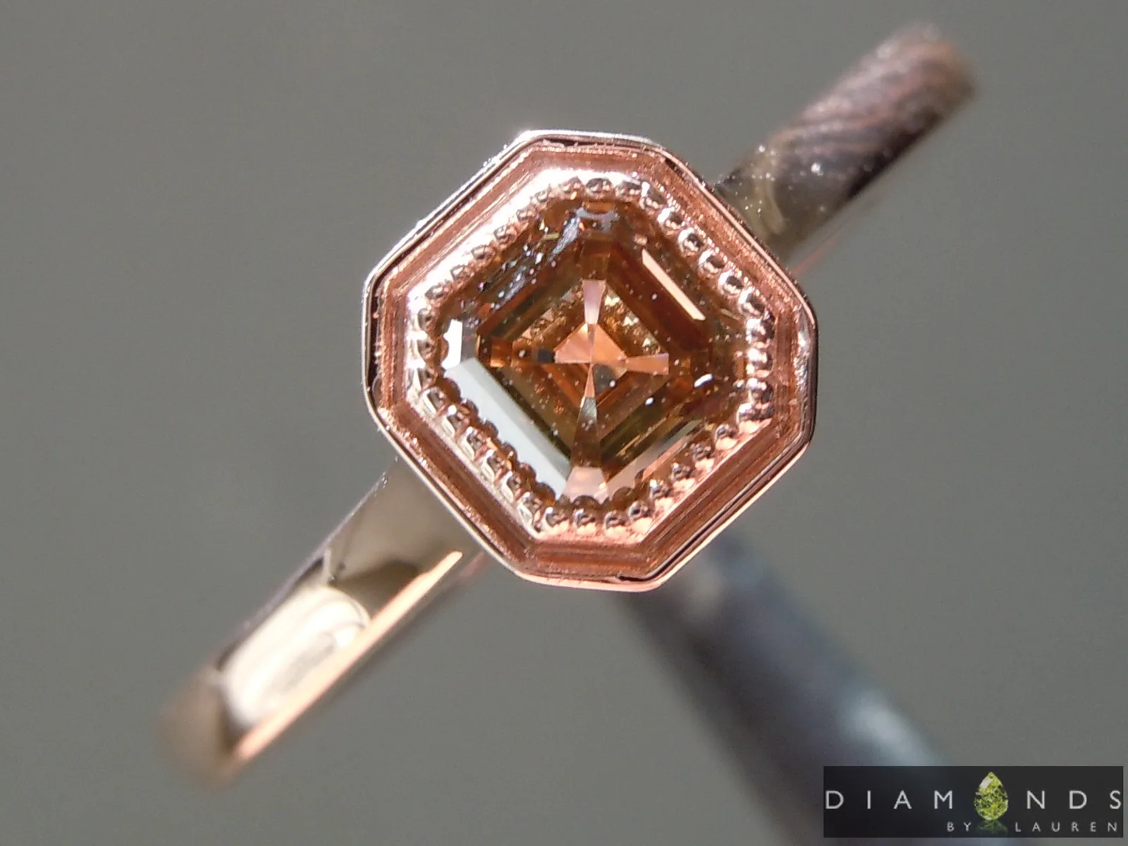 0.44ct Brown Asscher Cut Diamond Ring R10002