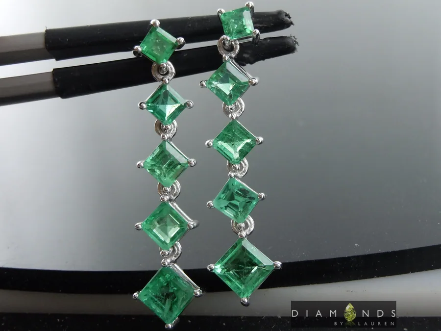 2.42ctw Emerald Cut Emerald Earrings R10004