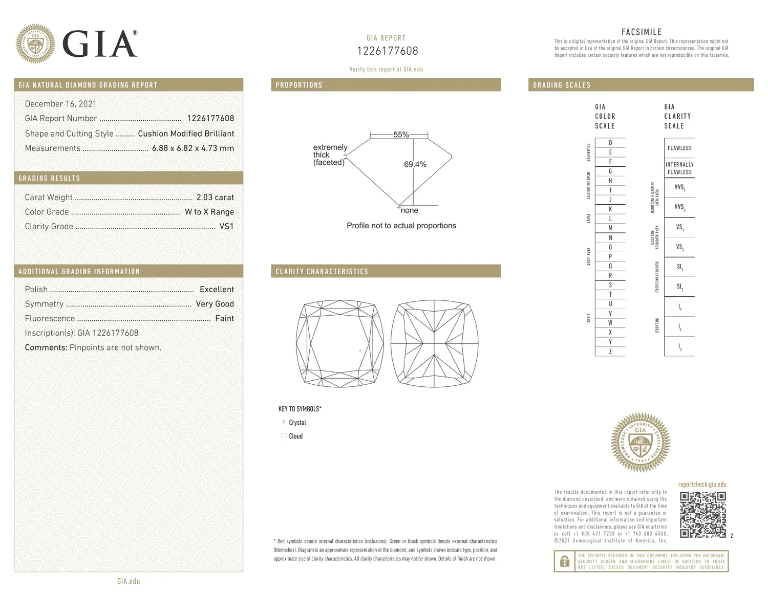 GIA grading report for item R10026