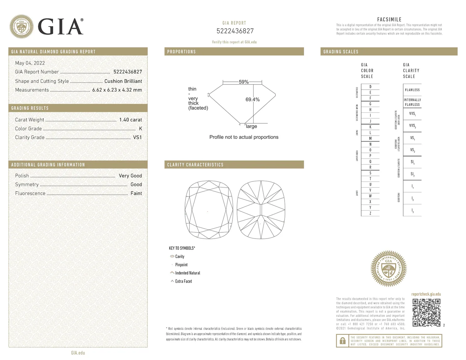 GIA grading report for item R10063
