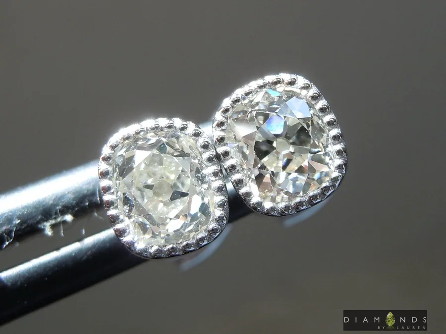 1.31ctw K-L VS2 Old Mine Brilliant Diamond Earrings R10069