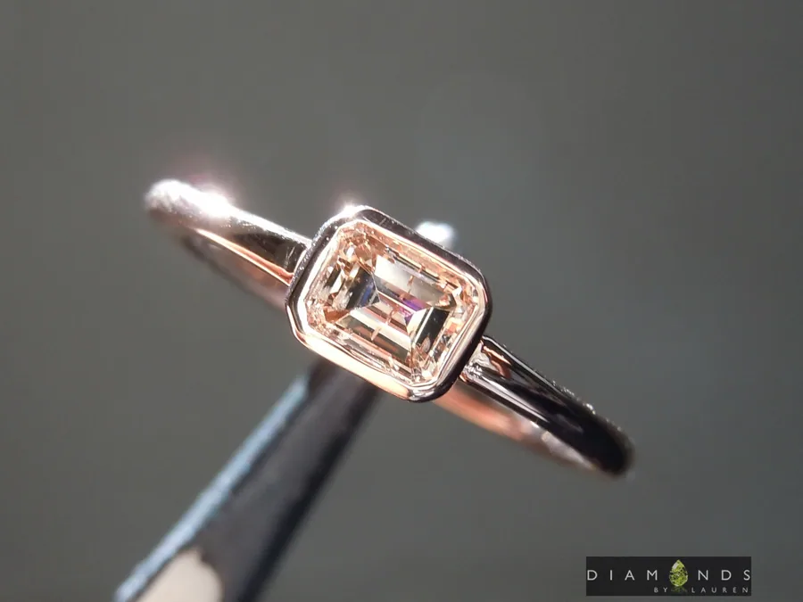 0.42ct Brown Emerald Cut Diamond Ring R10106