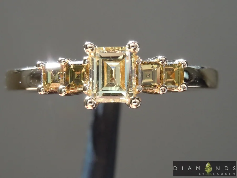 0.26ct Yellow Carre Cut Diamond Ring R10152