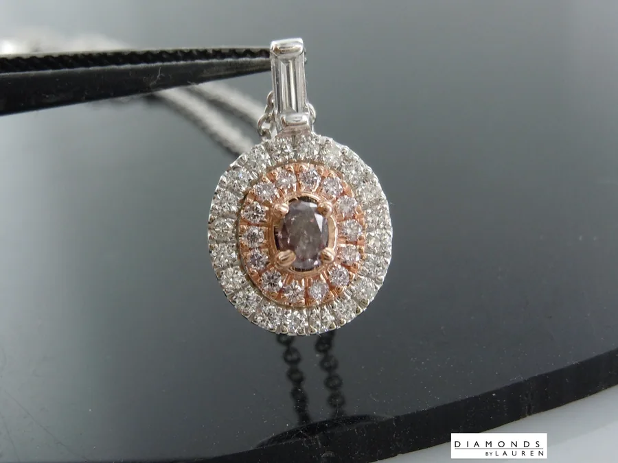0.12ct Pink Oval Shape Diamond Necklace R10358