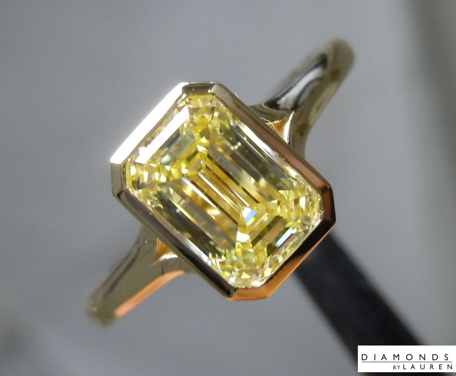 1.16ct Yellow VVS1 Emerald Cut Lab Grown Diamond Ring R10399