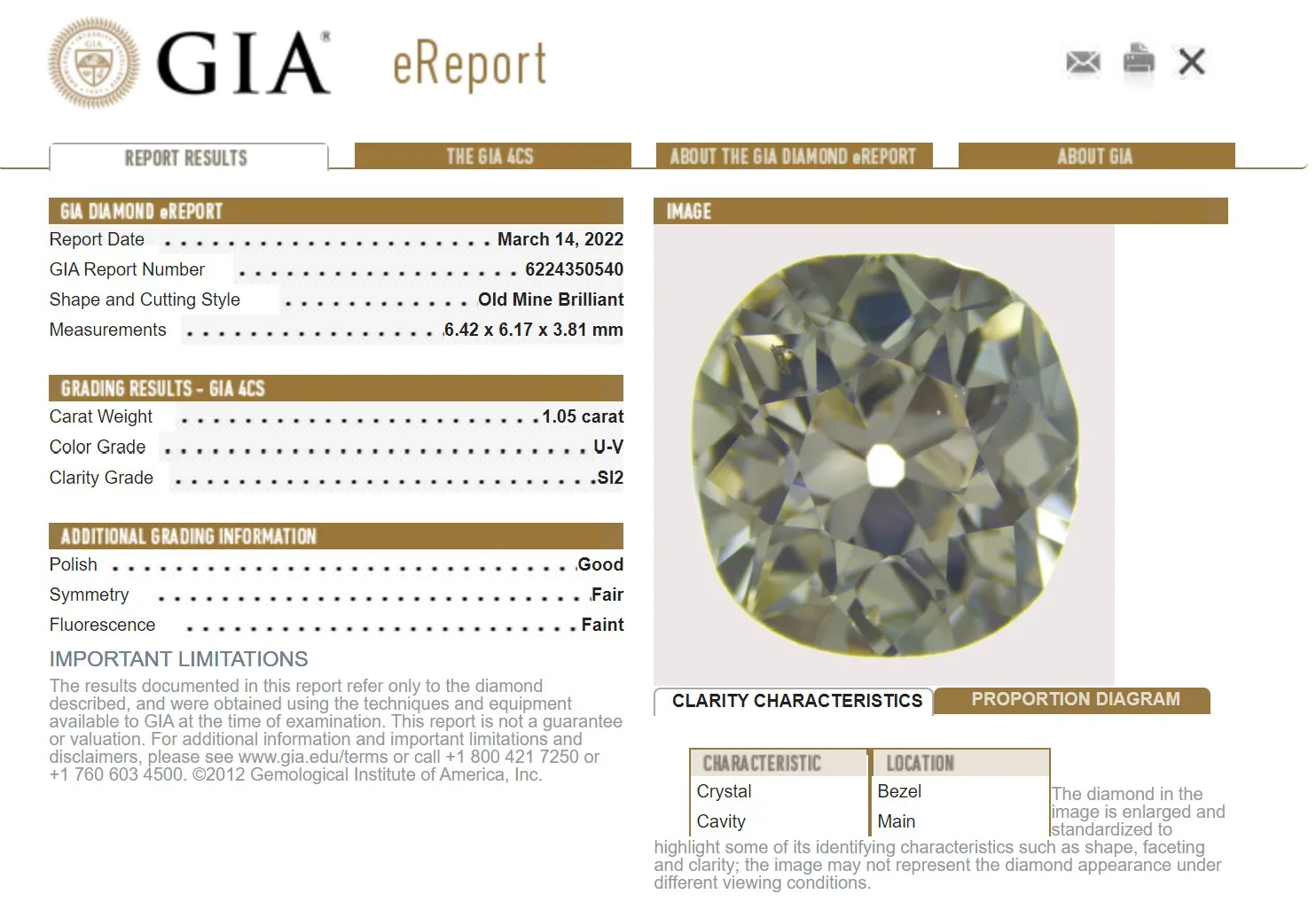 GIA grading report for item R10447