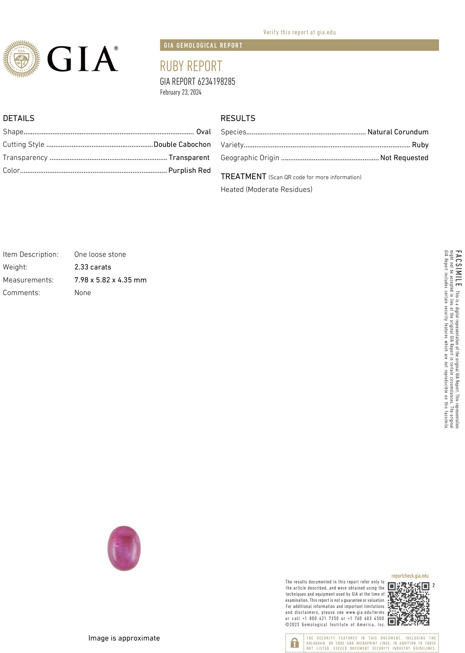 GIA grading report for item R10561