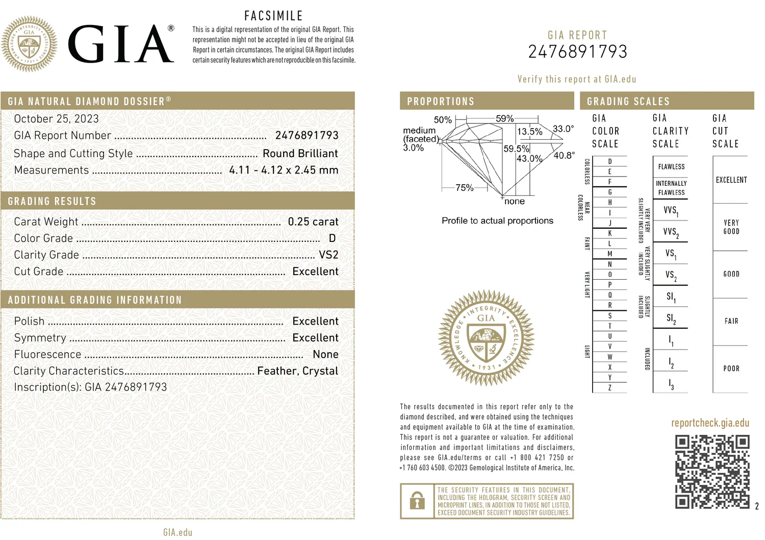 GIA grading report for item R10563