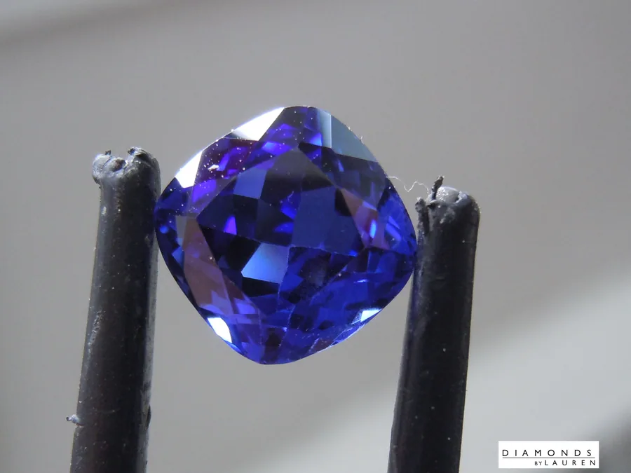 3.09ct Blue Cushion Cut Sapphire Ring R10654