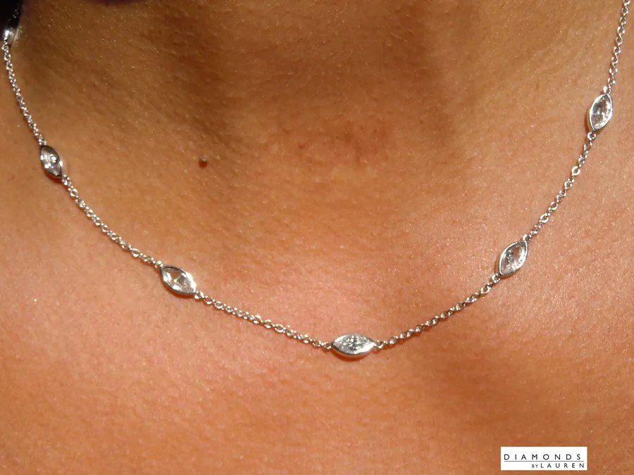 3.37ctw E-F Marquise Lab Grown Diamond Necklace R10712