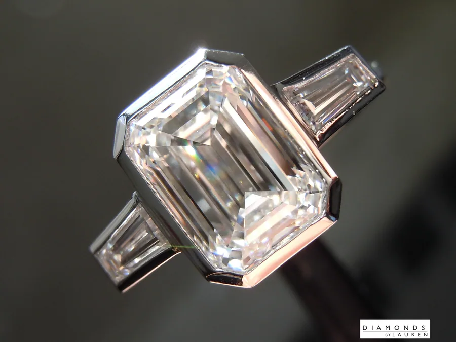 2.59ct F VVS2 Emerald Cut Lab Grown Diamond Ring R10795