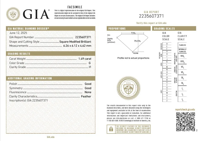 GIA grading report for item R10927