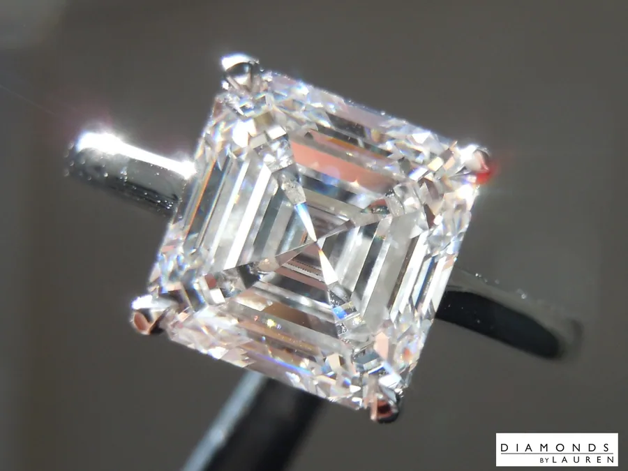 3.02ct E VVS2 Asscher Cut Lab Grown Diamond Ring R10937