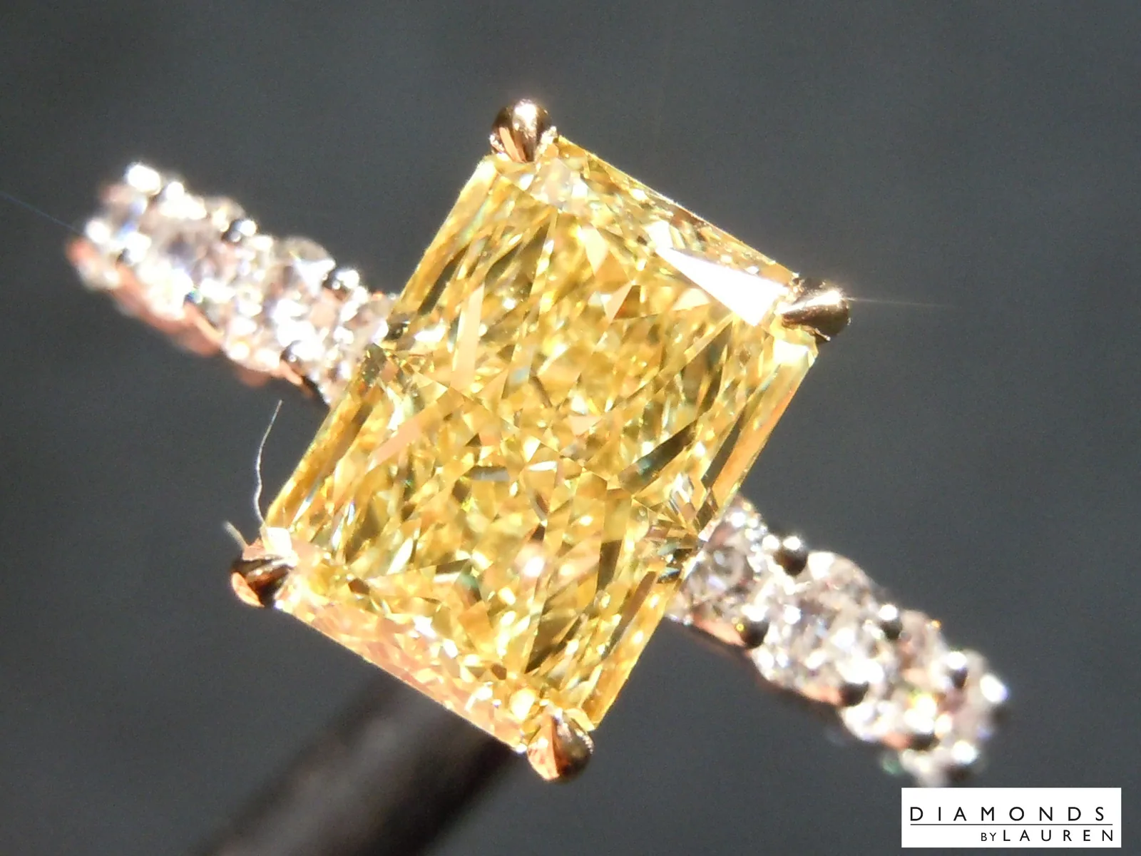 2.08ct Yellow VS1 Radiant Cut Lab Grown Diamond Ring R10946