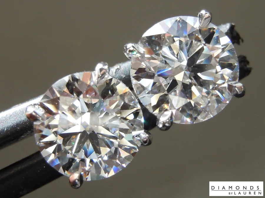 3.07ctw D VVS2 Round Brilliant Lab Grown Diamond Earrings R10969