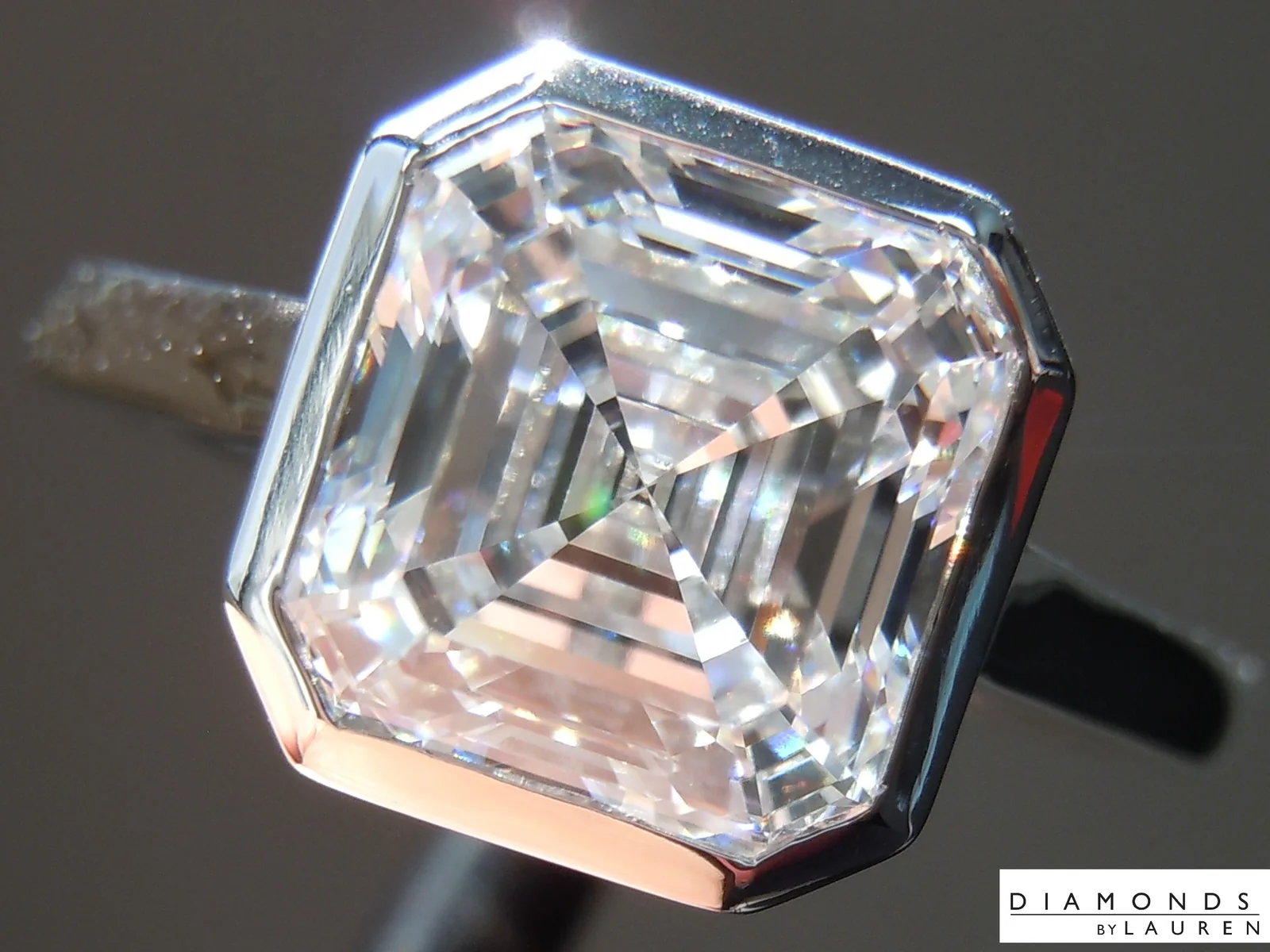 2.56ct E VS1 Asscher Cut Lab Grown Diamond Ring R10978