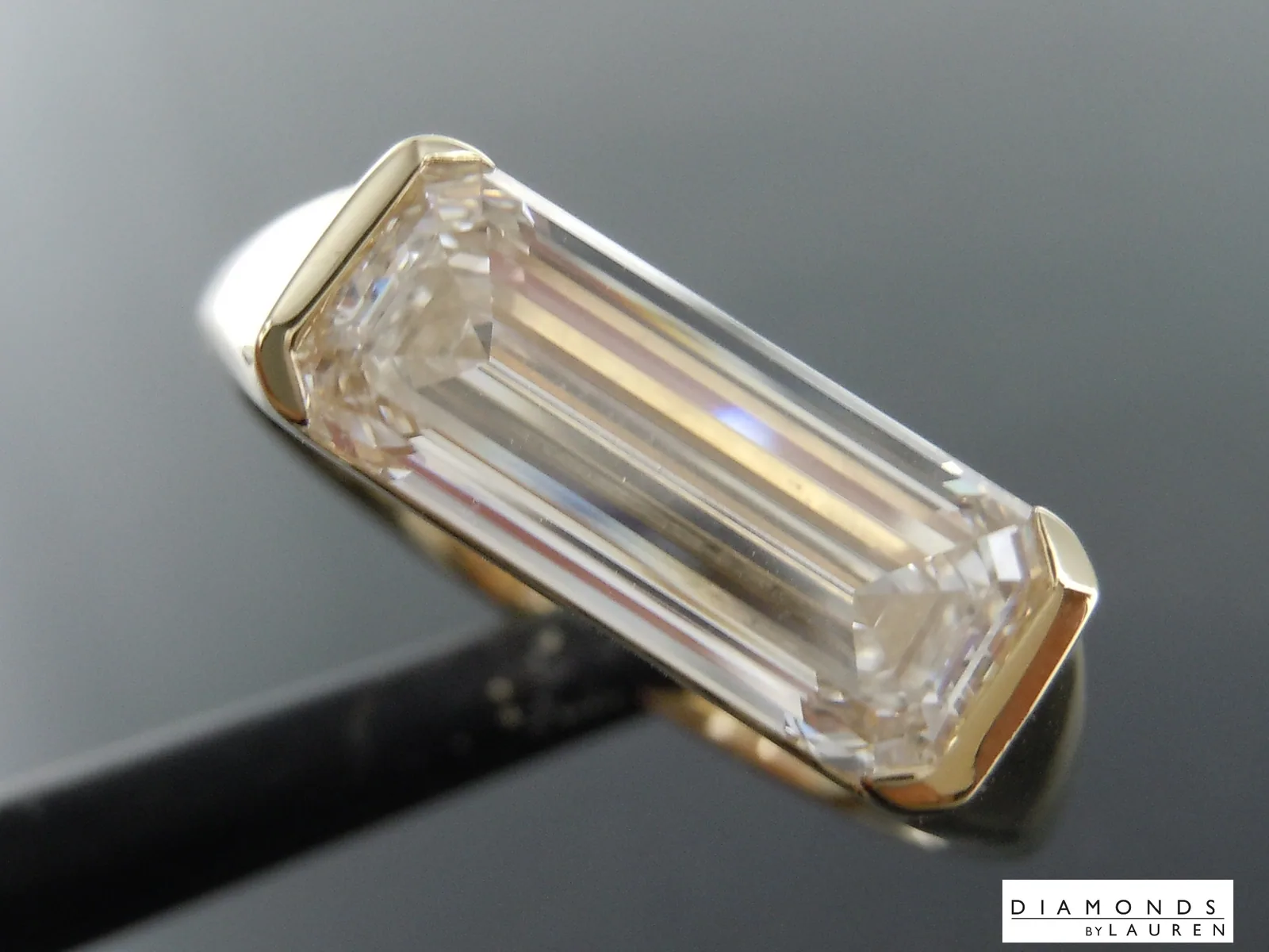 2.90ct E VVS2 Emerald Cut Lab Grown Diamond Ring R11063