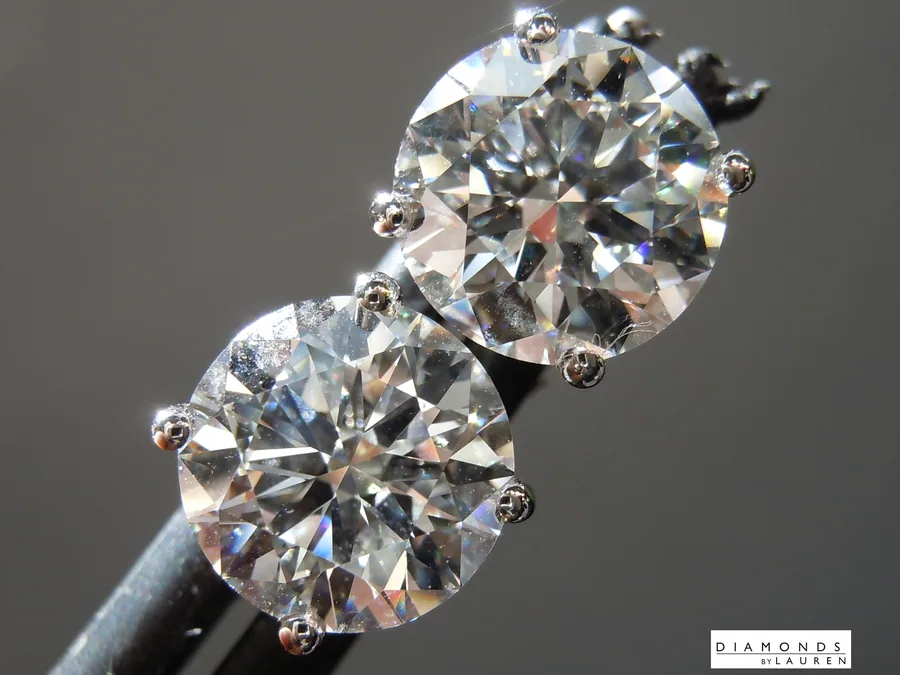 4.06ctw E VVS2 Round Brilliant Lab Grown Diamond Earrings R11072