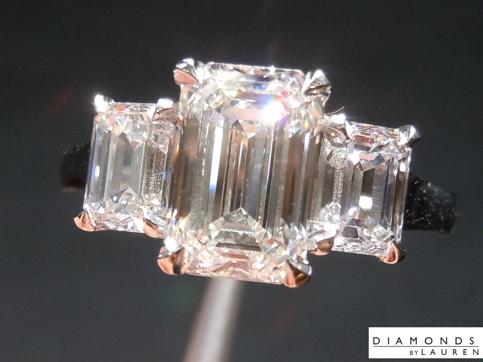 2.03ct F VS1 Emerald Cut Lab Grown Diamond Ring R11096