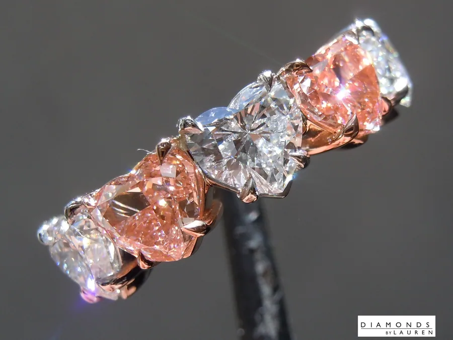 3.86ctw Pink and Colorless Heart Shape Lab Grown Diamond Ring R11110