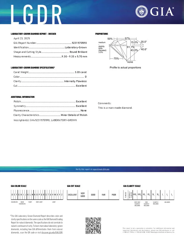 GIA grading report for item R11158
