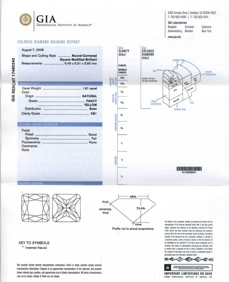 GIA grading report for item R2861