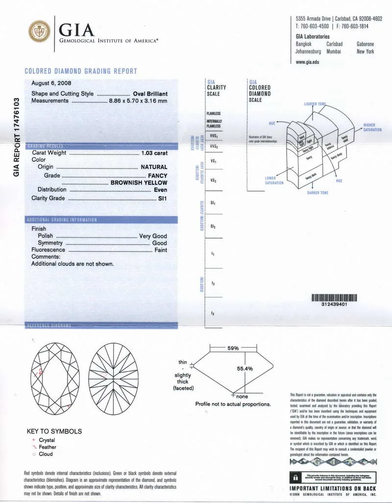 GIA grading report for item R3308