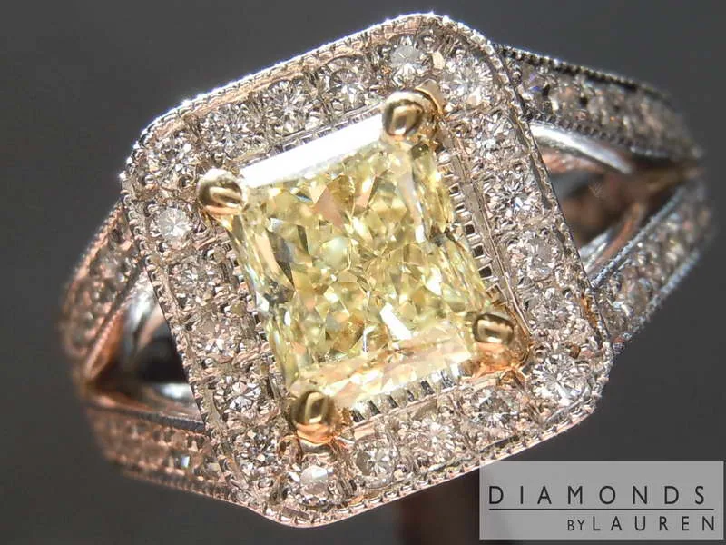 1.06ct Light Yellow VS2 Radiant Cut Diamond Ring R3365