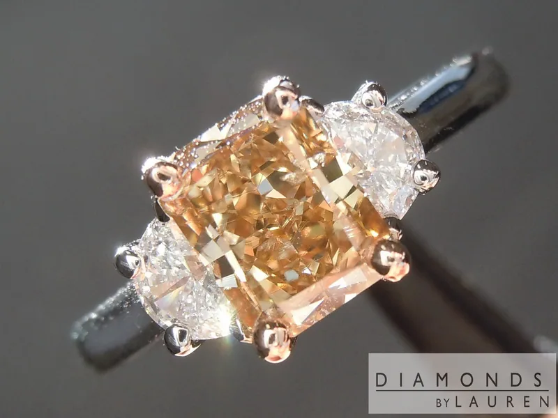 1.53ct Brown-Yellow I1 Radiant Cut Diamond Ring R3759