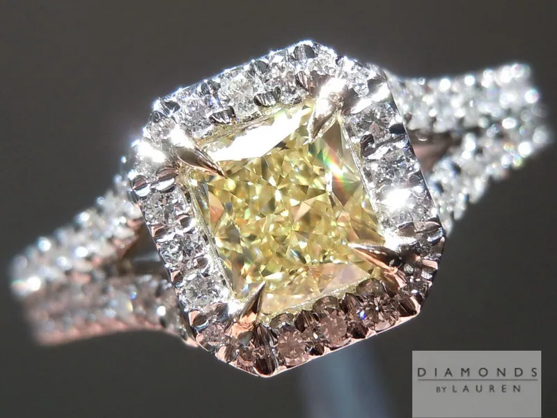0.55ct Yellow VS2 Radiant Cut Diamond Ring R3805