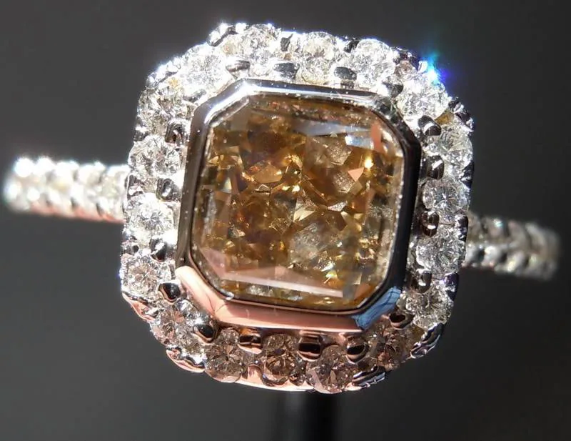 1.01ct Brown Radiant Cut Diamond Ring R4080