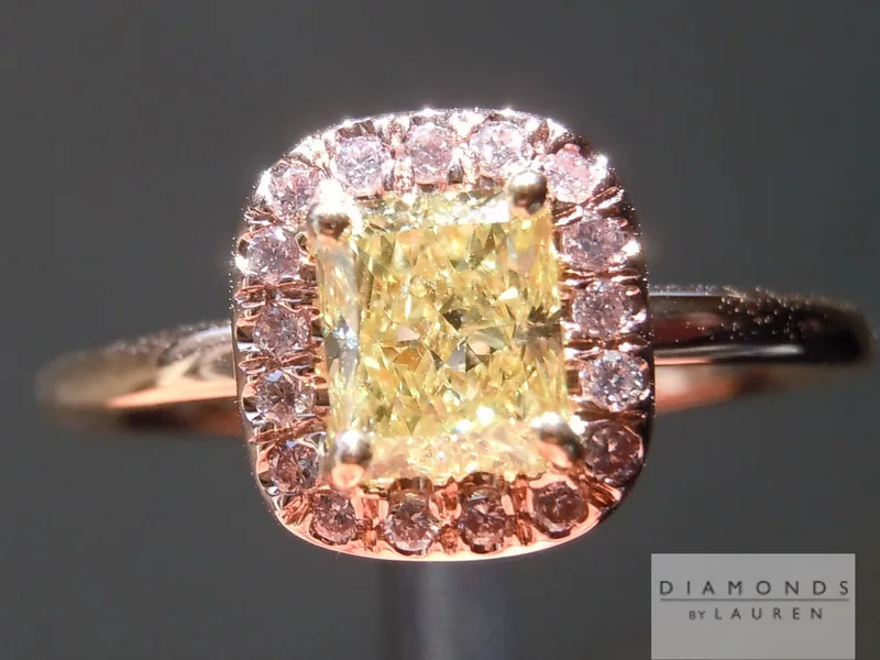 0.72ct Yellow SI2 Radiant Cut Diamond Ring R4143
