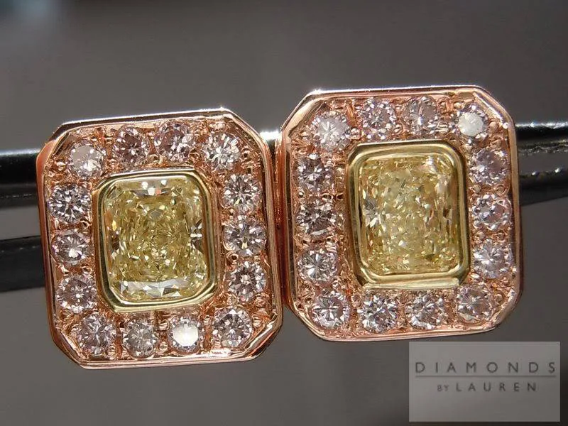 0.87ctw Natural Yellow and Pink Diamond Earrings R4415