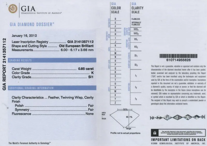 GIA grading report for item R4479