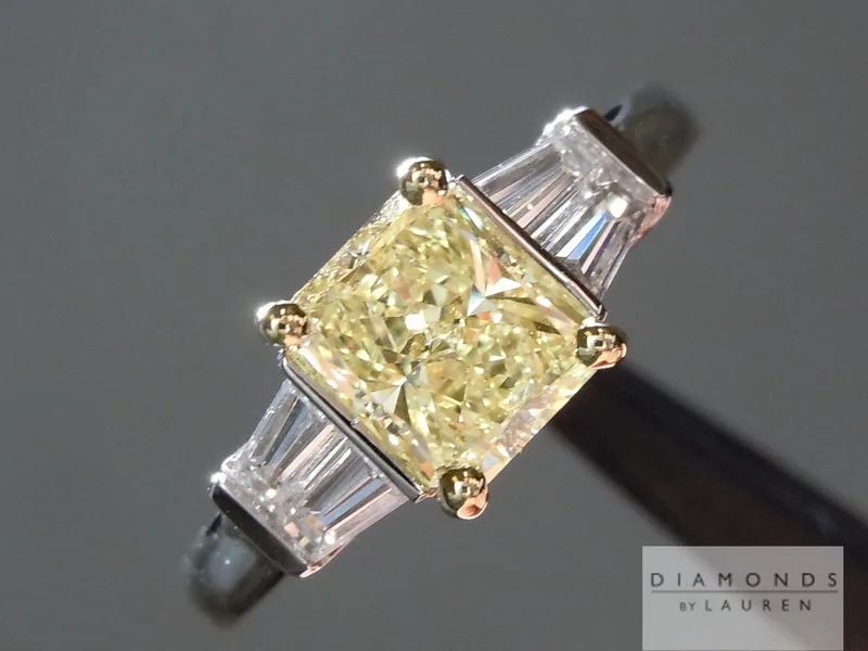 1.00ct Fancy Light Yellow SI1 Radiant Cut Diamond Ring R4521