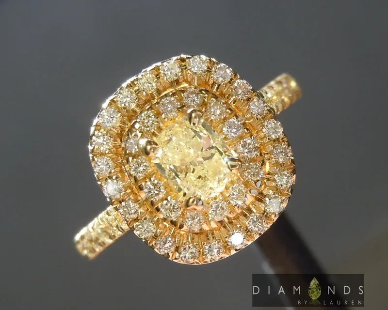 0.51ct Yellow VS1 Cushion Cut Diamond Ring R4609