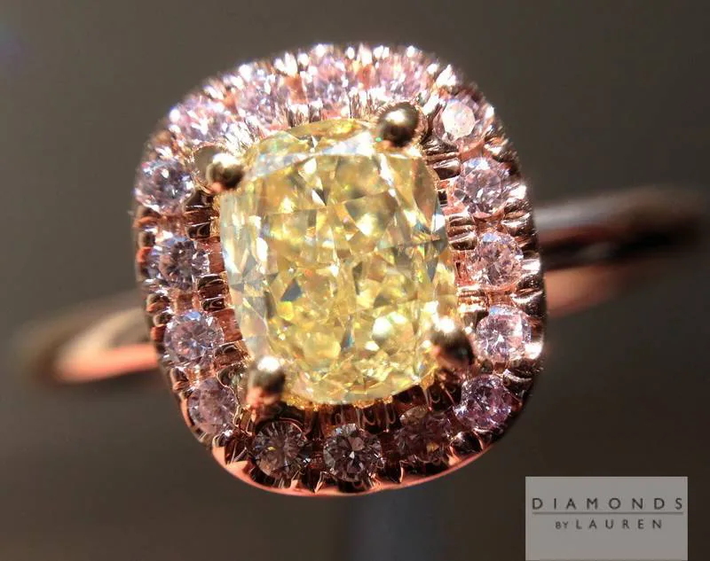 0.55ct Fancy Yellow SI1 Cushion Cut Diamond Ring R4610