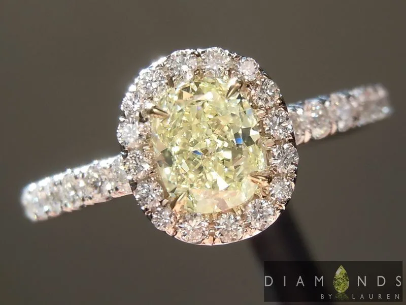 0.59ct Fancy Yellow VS2 Cushion Cut Diamond Ring R4612