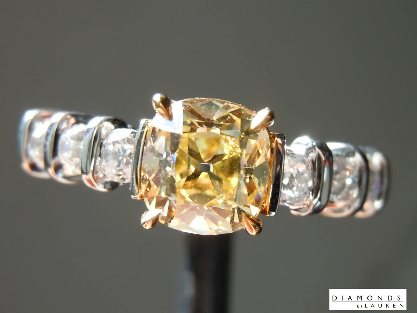 0.90ct Fancy Yellow Old Mine Brilliant Diamond Ring R4773