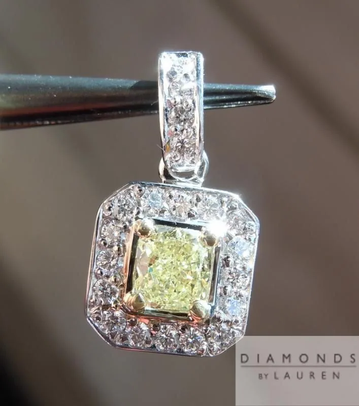 0.32ct Fancy Yellow SI1 Cushion Cut Diamond Pendant R4889
