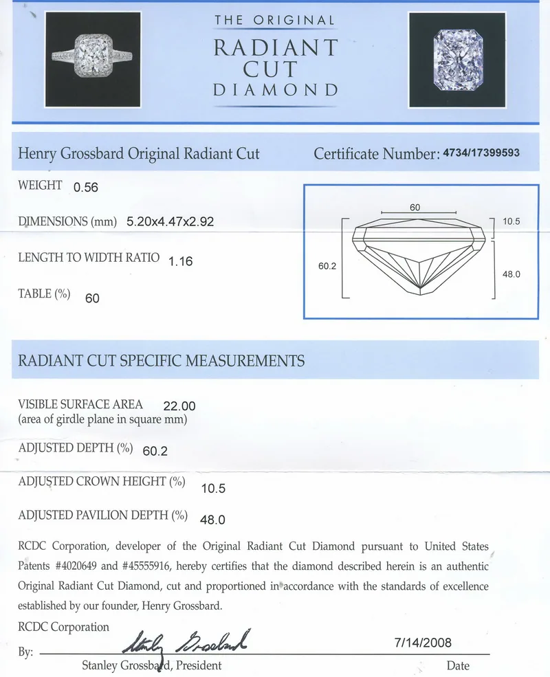 GIA grading report for item R5065