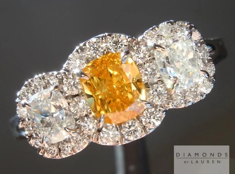 0.50ct Orange Cushion Cut Diamond Ring R5107
