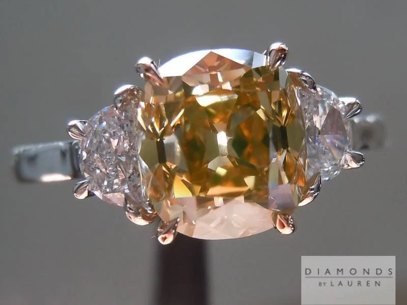 1.89ct Brownish Orangy Yellow SI1 Old Mine Brilliant Diamond Ring R5163