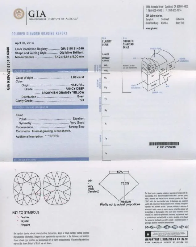 GIA grading report for item R5163