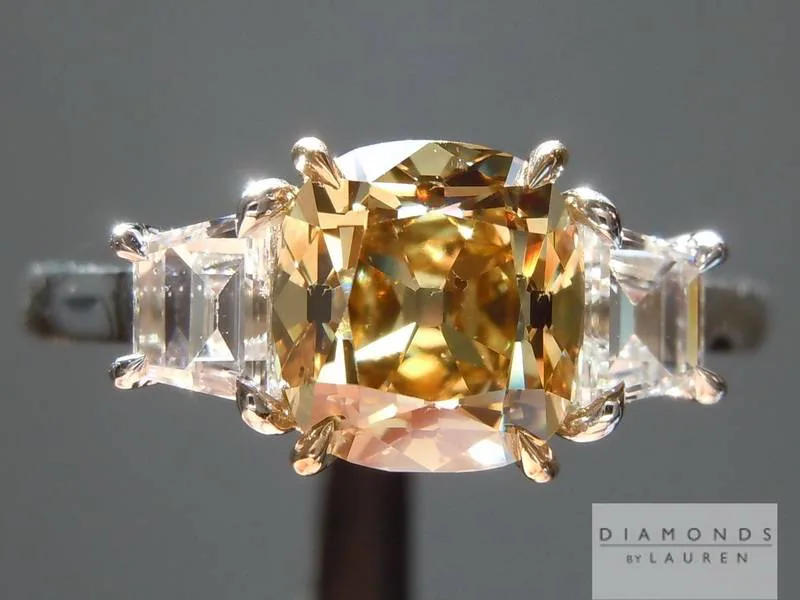 1.52ct Deep Brownish Yellow SI2 Old Mine Brilliant Diamond Ring R5166