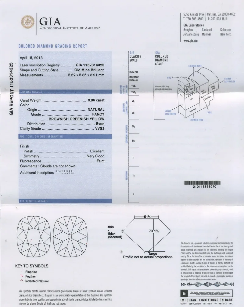 GIA grading report for item R5168