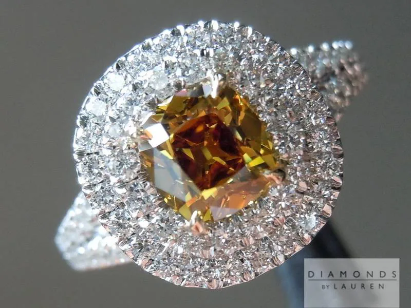 0.76ct Orangy Yellow VS1 Old Mine Brilliant Diamond Ring R5173