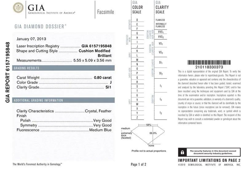 GIA grading report for item R5211